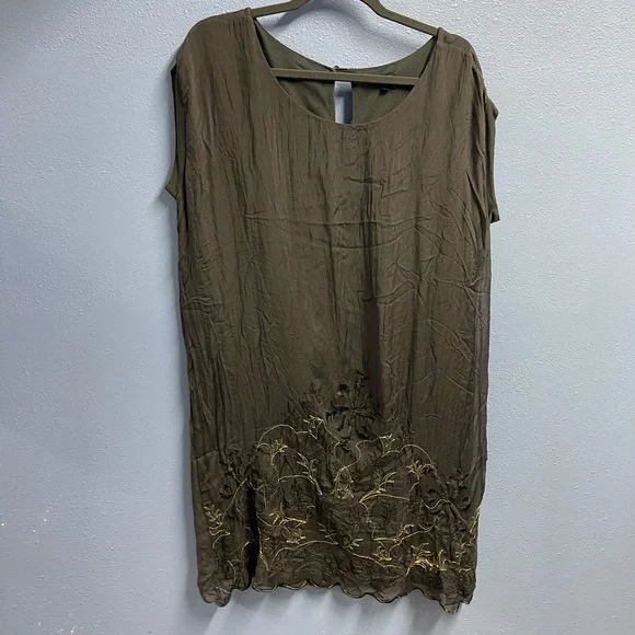 Carla Conti | Dresses | Carla Conti Dark Gray Silk Capped Sleeved Dress  Ladies Size Large | Poshmark